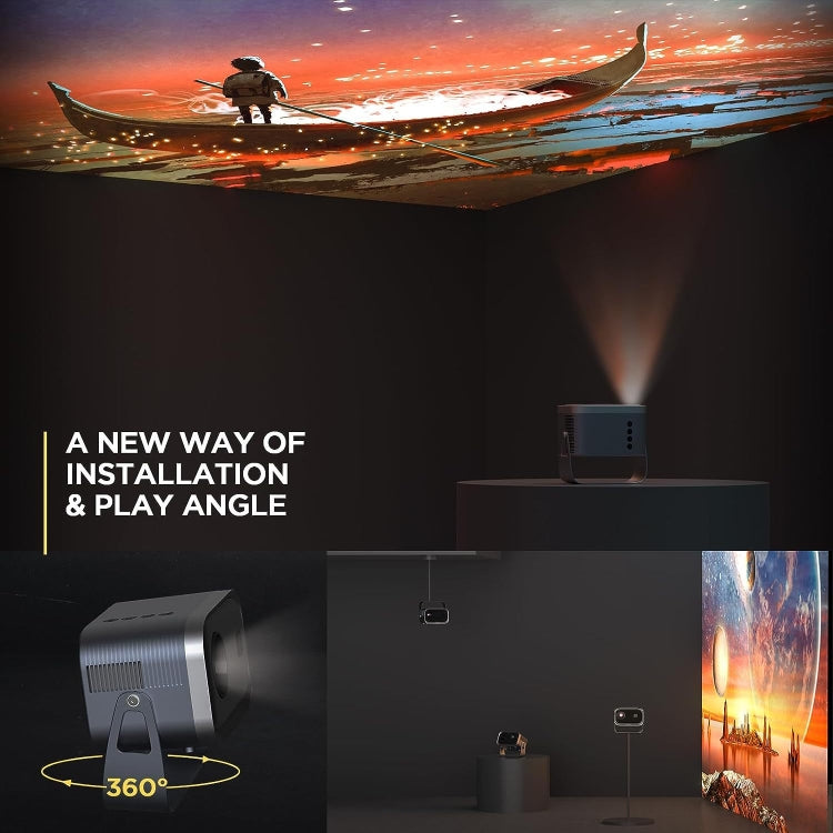 Android 4K HD Version Portable Mini Projector Smart Home Theater(EU Plug)