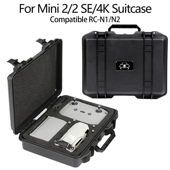 For DJI Mini 4K / Mini 2 SE / Mini 2 Suitcase Explosion-Proof Box Compatible With RC-N1 / N2(Black)