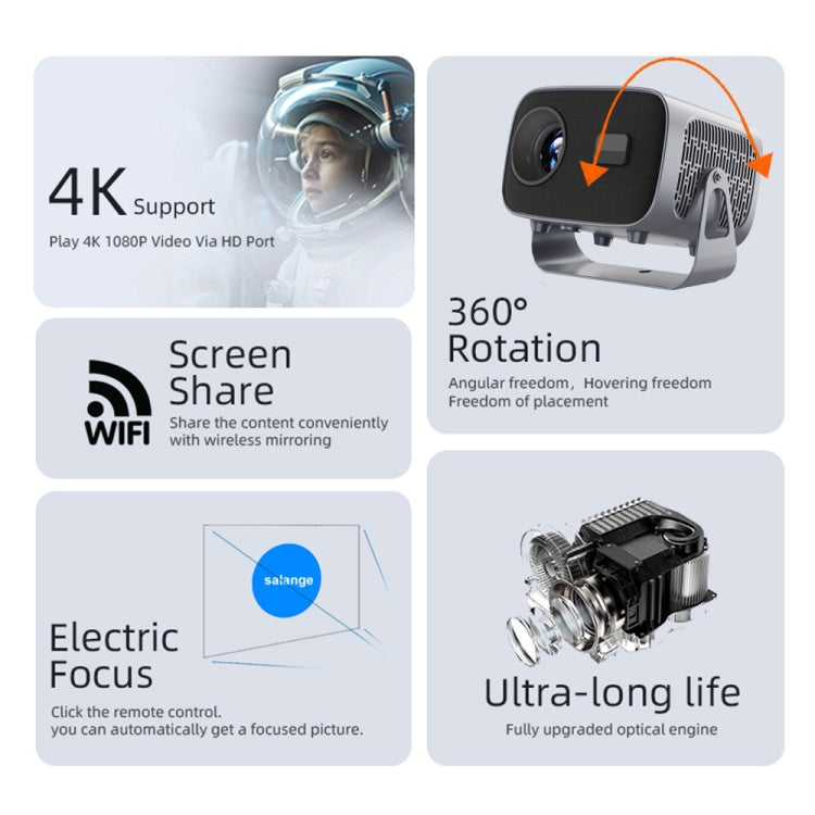 4K Smart Android Portable Projector EU Plug