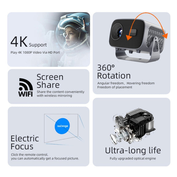 4K Smart Android Portable Projector EU Plug