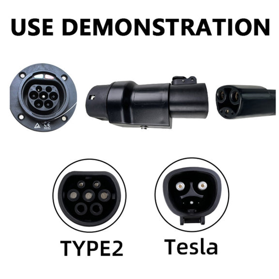 For Tesla-TYPE2 Electric Vehicle Charging Station Adapter Conversion Head(QYTZO-32-220V)
