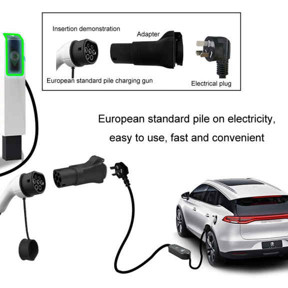 New Energy Vehicle EU Standard Power Supply TYPE2 Charging Pile Converter Plug(Black)