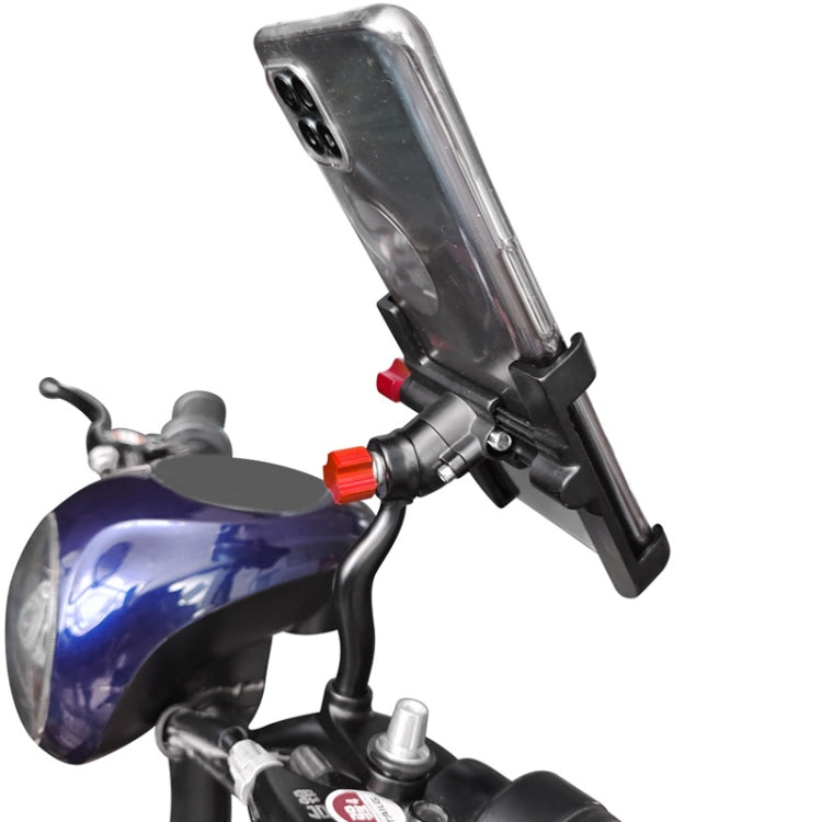 PROMEND Aluminum Alloy Cell Phone Holder Adjustable Angle Rotating Motorcycle Navigation Support, Style: SJJ-299E Rearview Mirror Silver