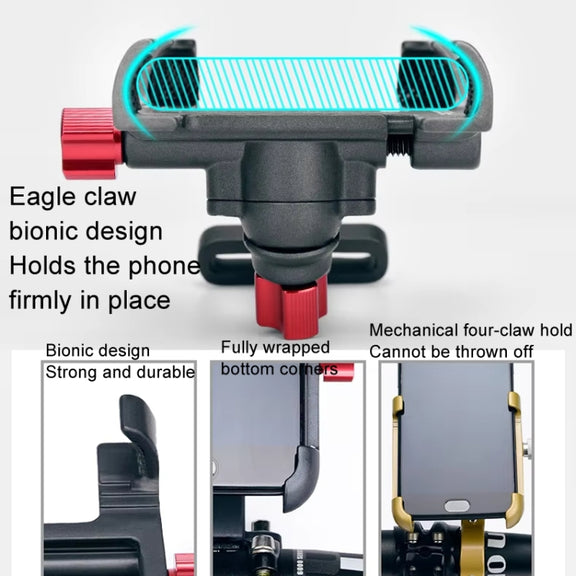 PROMEND Aluminum Alloy Cell Phone Holder Adjustable Angle Rotating Motorcycle Navigation Support, Style: SJJ-299E Rear View Mirror Titanium Color