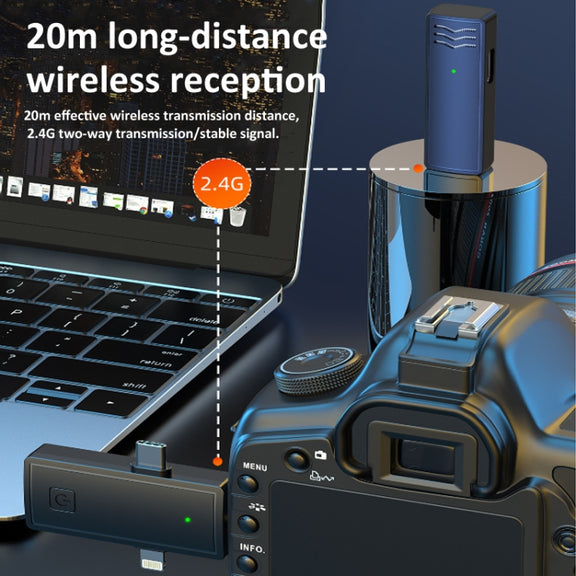 3 In 1 Wireless Lavalier Microphone For iPhone Type-C / USB-C 3.5mm Jack Smartphone SLR Camera PC 1 Drag 1