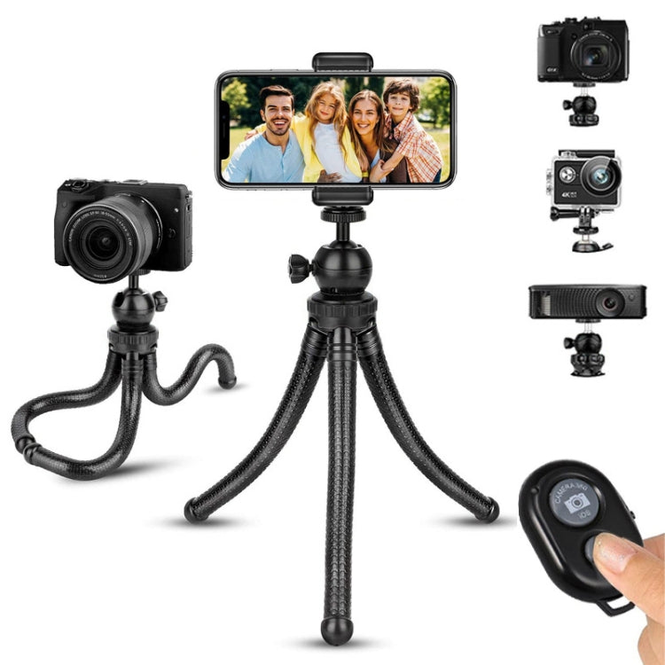 Octopus Fish Silicone Camera Tripod Desktop Folding Stand With Bluetooth Controller+Adapter+Phone Clip+Storage Bag+Screws