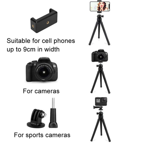 Octopus Fish Silicone Camera Tripod Desktop Folding Stand With Bluetooth Controller+Adapter+Phone Clip+Storage Bag+Screws