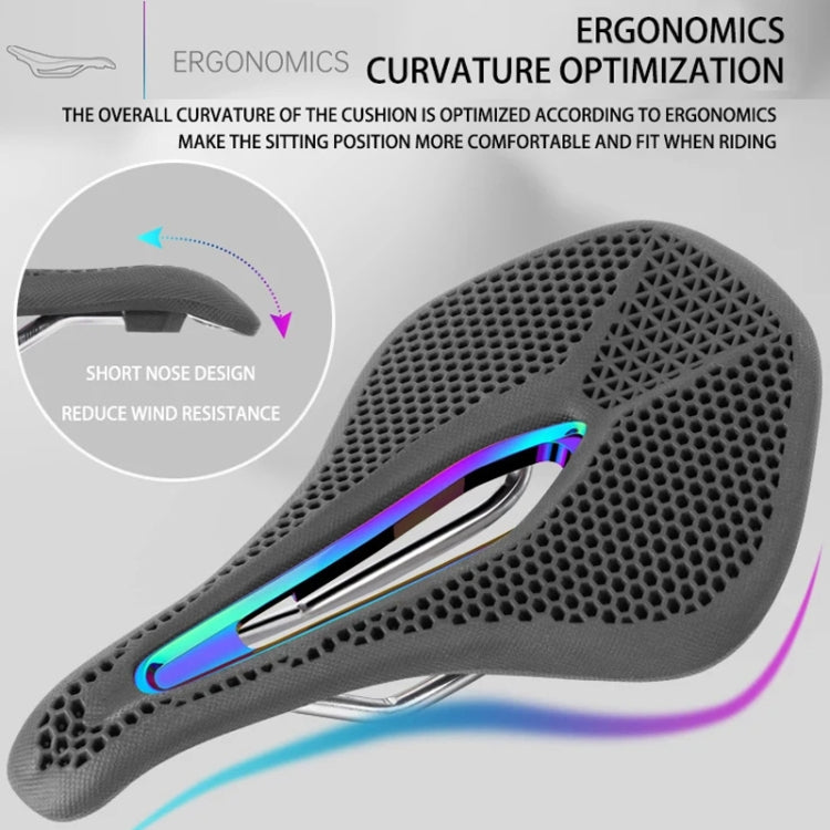 PROMEND SD-577 Bicycle Honeycomb Bionic Structure Saddle Hollow Steel Bow Breathable Comfort Saddle, Size: M(Black Surface Colorful Shell Bottom)
