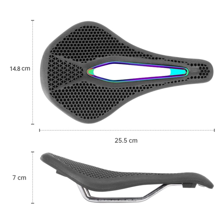 PROMEND SD-577 Bicycle Honeycomb Bionic Structure Saddle Hollow Steel Bow Breathable Comfort Saddle, Size: M(Black Surface Colorful Shell Bottom)