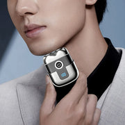 Double Ring Magnetic Electric Shaver Travel Portable Rechargeable Full Body Washable Men Razor(Grey)
