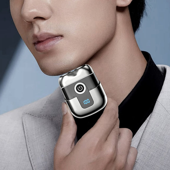 Double Ring Magnetic Electric Shaver Travel Portable Rechargeable Full Body Washable Men Razor(Grey)