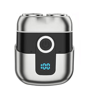 Double Ring Magnetic Electric Shaver Travel Portable Rechargeable Full Body Washable Men Razor(Grey)