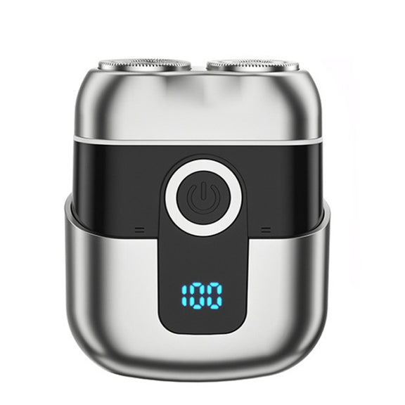 Double Ring Magnetic Electric Shaver Travel Portable Rechargeable Full Body Washable Men Razor(Grey)