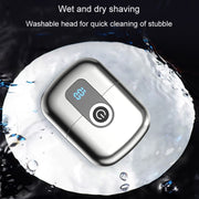 Double Ring Magnetic Electric Shaver Travel Portable Rechargeable Full Body Washable Men Razor(Grey)
