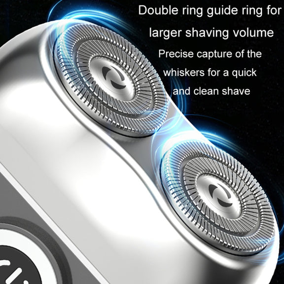 Double Ring Magnetic Electric Shaver Travel Portable Rechargeable Full Body Washable Men Razor(Grey)