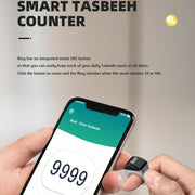 Equantu Smart Bluetooth Finger Counter Muslim Prayer Time Reminder Ring, Style: Gold 20mm