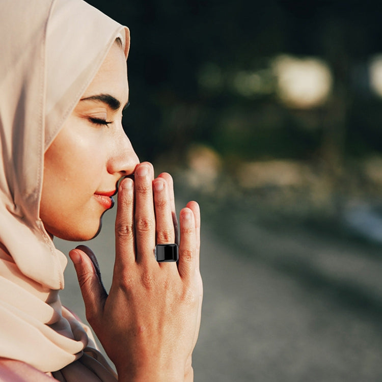 Equantu Smart Bluetooth Finger Counter Muslim Prayer Time Reminder Ring, Style: Gold 20mm
