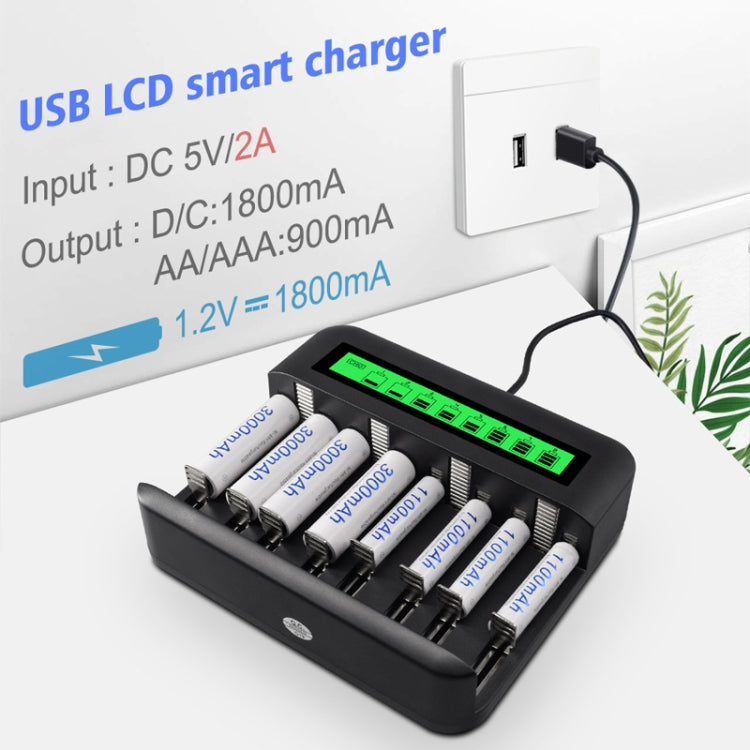 NC559 Eight-Slot LCD Multifunctional Battery Charger AA / AAA / C / D Charger