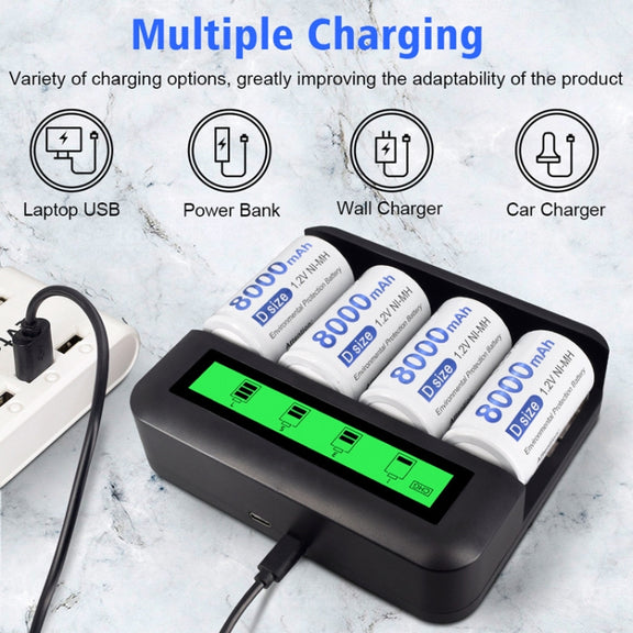 NC559 Eight-Slot LCD Multifunctional Battery Charger AA / AAA / C / D Charger