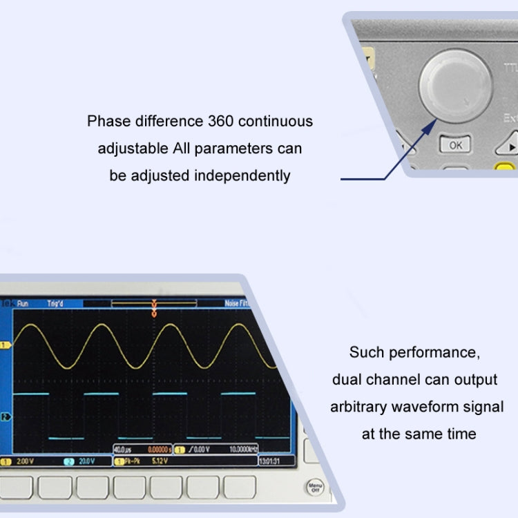 JUNTEK Programmable Dual-Channel DDS Function Arbitrary Waveform Signal Generator, Frequency: 60MHz(UK Plug)