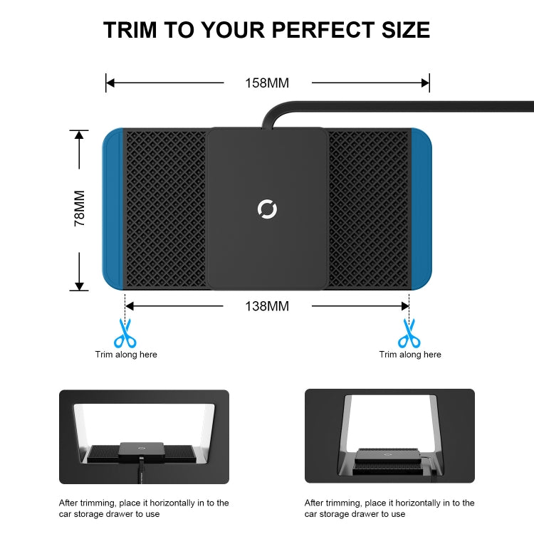 Avoid Camera Universal Car Wireless Charger Anti-slip Mat(TYPEC Interface 1m)