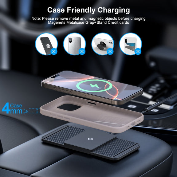 Avoid Camera Universal Car Wireless Charger Anti-slip Mat(TYPEC Interface 0.3m)
