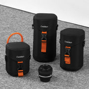Cwatcun D157 DSLR Camera Lens Barrel Shockproof Thickened Digital Lens Bag Flip Lens Pouch, Color: Medium Black