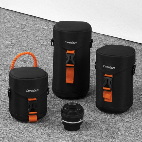 Cwatcun D157 DSLR Camera Lens Barrel Shockproof Thickened Digital Lens Bag Flip Lens Pouch, Color: Medium Black