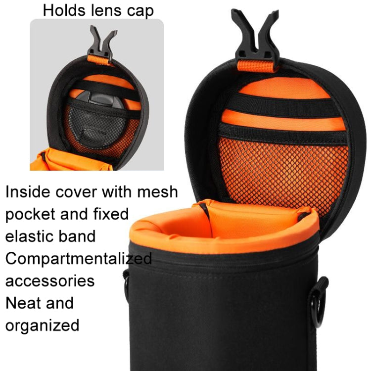 Cwatcun D157 DSLR Camera Lens Barrel Shockproof Thickened Digital Lens Bag Flip Lens Pouch, Color: Medium Black