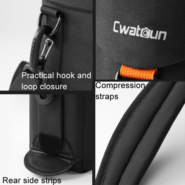 Cwatcun D157 DSLR Camera Lens Barrel Shockproof Thickened Digital Lens Bag Flip Lens Pouch, Color: Medium Black