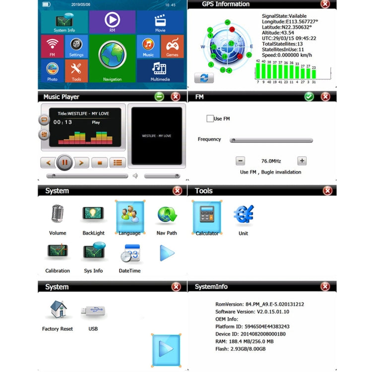 9 Inch 8G/256M Car GPS Navigator With Large Screen Capacitive Bluetooth Map, Area: United States, Canada, Mexico Map