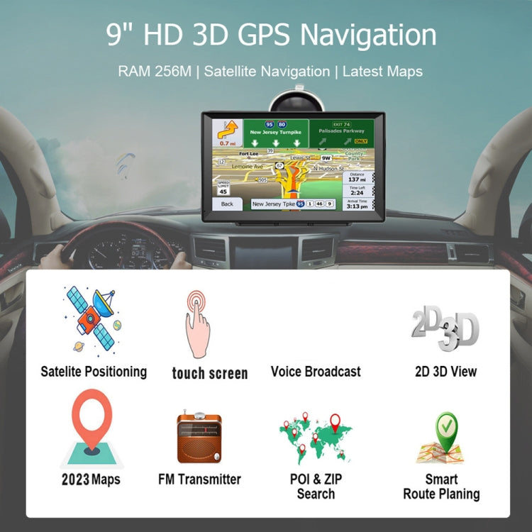 9 Inch 8G/256M Car GPS Navigator With Large Screen Capacitive Bluetooth Map, Area: Germany Map