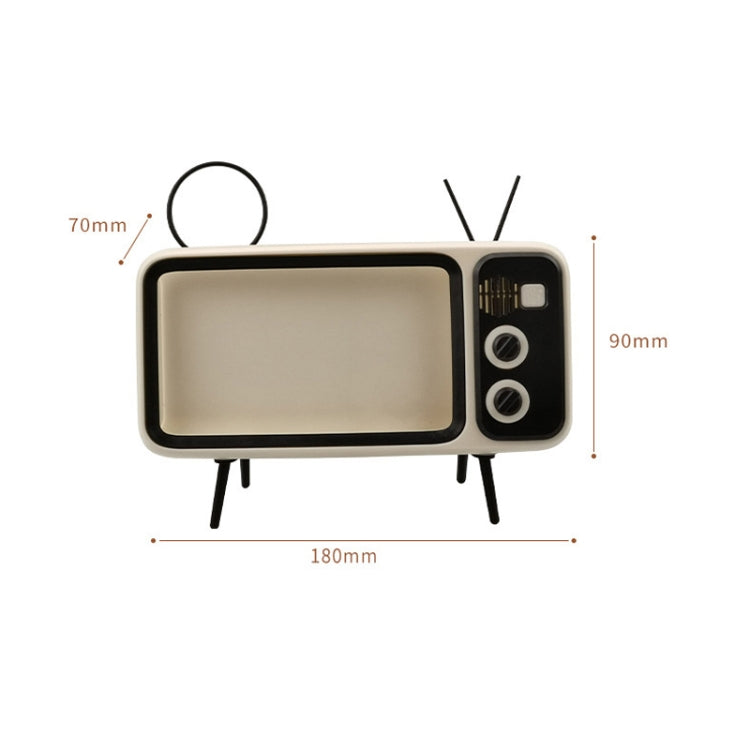 Retro Small TV Desktop Cell Phone Holder With Bluetooth Speaker Player(Orange Black)