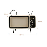 Retro Small TV Desktop Cell Phone Holder With Bluetooth Speaker Player(Orange Black)