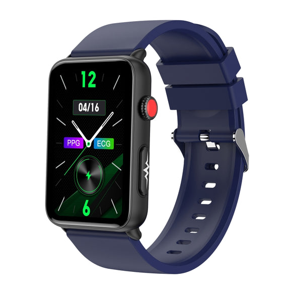 Smart Watch Ring ECG Temperature Heart Rate Blood Pressure Health Bluetooth Talking Watch, Color: Blue Silicone
