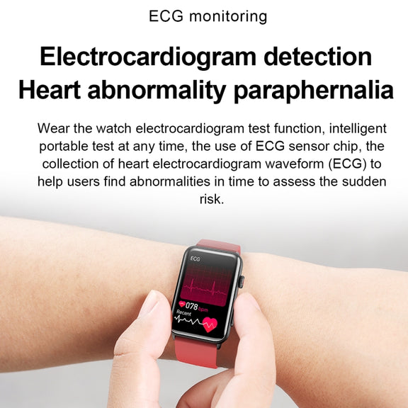 Smart Watch Ring ECG Temperature Heart Rate Blood Pressure Health Bluetooth Talking Watch, Color: Black Leather