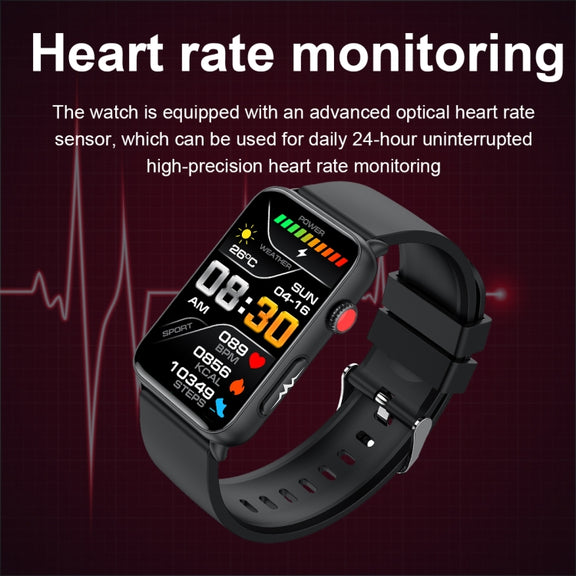 Smart Watch Ring ECG Temperature Heart Rate Blood Pressure Health Bluetooth Talking Watch, Color: Black Leather