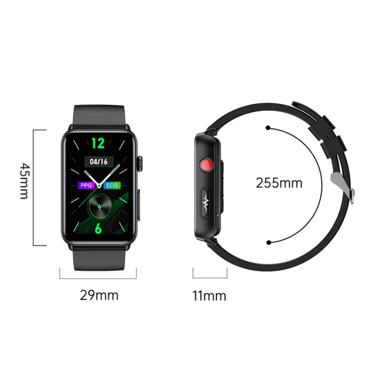 Smart Watch Ring ECG Temperature Heart Rate Blood Pressure Health Bluetooth Talking Watch, Color: Black Leather