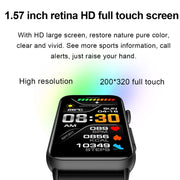 Smart Watch Ring ECG Temperature Heart Rate Blood Pressure Health Bluetooth Talking Watch, Color: Brown Leather