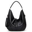 Women Large Capacity Tote Bag PU Leather Shoulder Bag Black - Handbags by PMC TechLife | Online Shopping South Africa | PMC TechLife | Buy Now Pay Later Mobicred