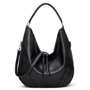 Women Large Capacity Tote Bag PU Leather Shoulder Bag Black