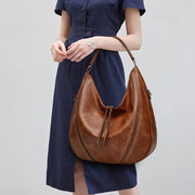 Women Large Capacity Tote Bag PU Leather Shoulder Bag Light Gray