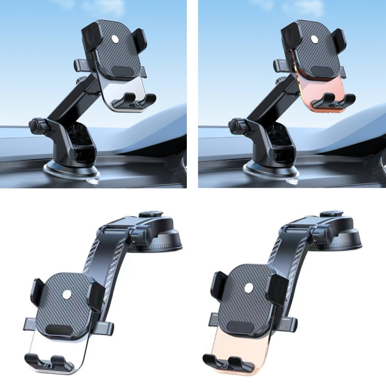 Car Suction Cup Dashboard Automatic Lock Mobile Phone Holder, Style: Black Telescopic