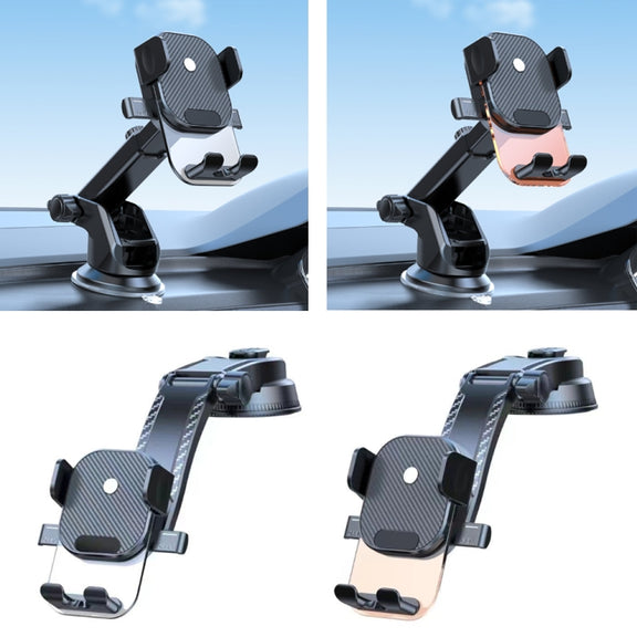 Car Suction Cup Dashboard Automatic Lock Mobile Phone Holder, Style: Black Telescopic