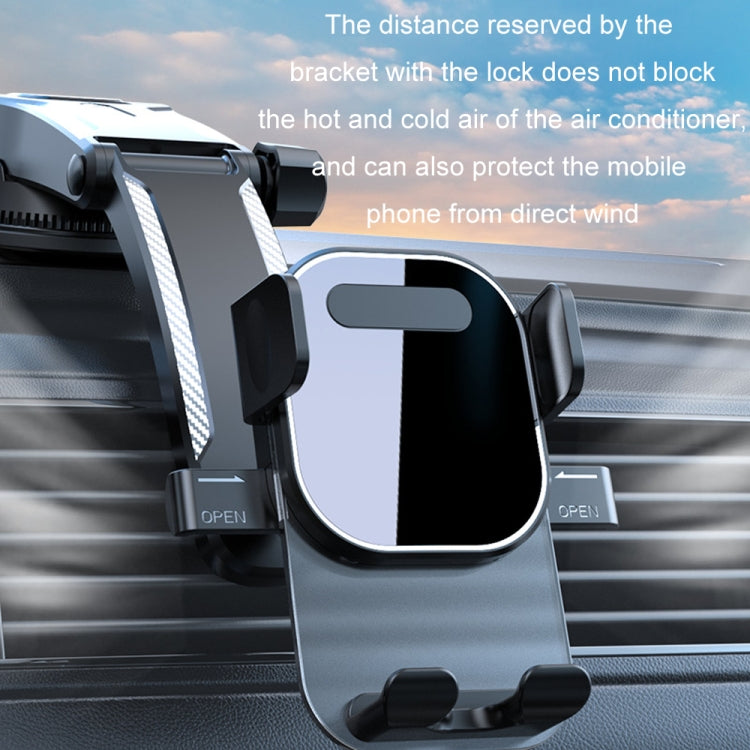 Car Suction Cup Dashboard Automatic Lock Mobile Phone Holder, Style: Black Telescopic