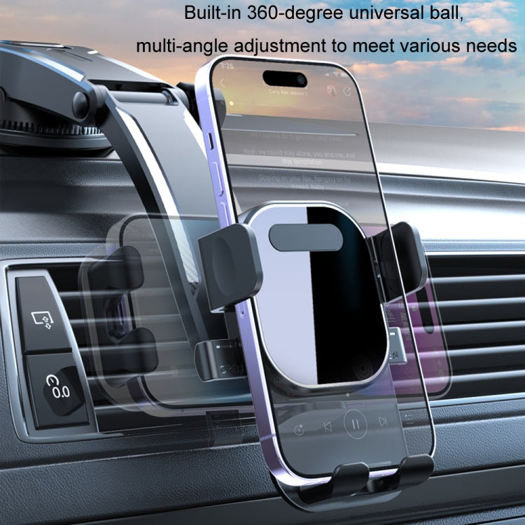Car Suction Cup Dashboard Automatic Lock Mobile Phone Holder, Style: Black Telescopic