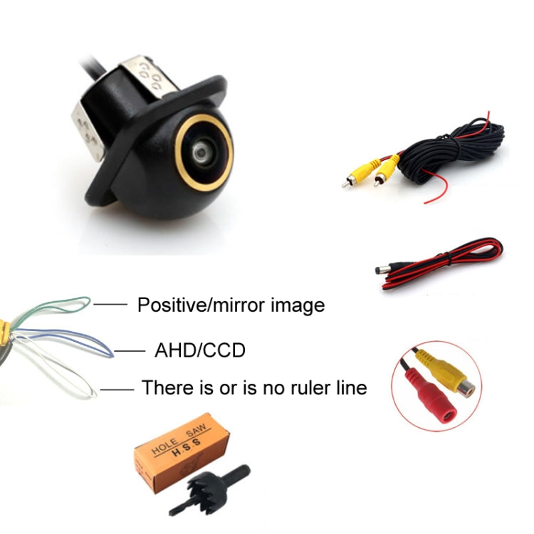 Car Universal HD Night Vision Rear View Reversing Three-Control Fisheye Camera, Style: AHD720P Straw Hat