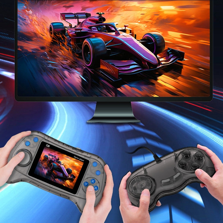 Q8 Handheld Game Console 3.0 Inch Screen Support TV Connection Built In 800 Games Singles Transparent Gray