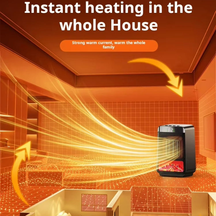 E03 Desktop PTC Heater Dynamic Flame Light Warmer EU Plug