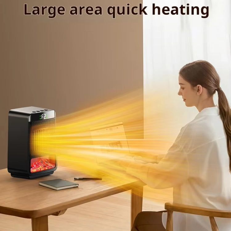 E03 Desktop PTC Heater Dynamic Flame Light Warmer EU Plug